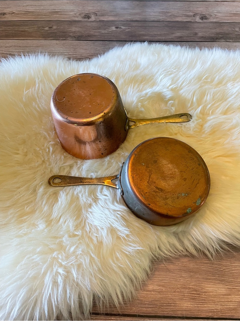Vintage French Copper Saucepans ~ Set of 2 - Picture 2 of 9